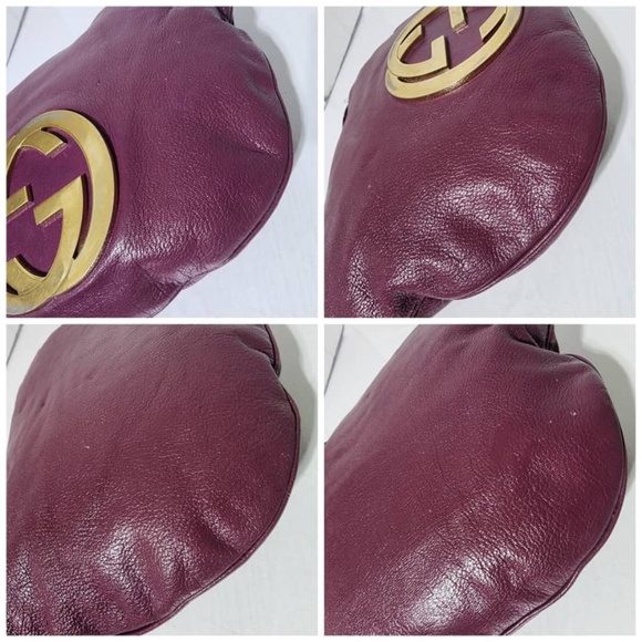 Authentic GUCCI Plum Leather GG Logo Blondie Hobo Bag Burgundy - Picture 7 of 14
